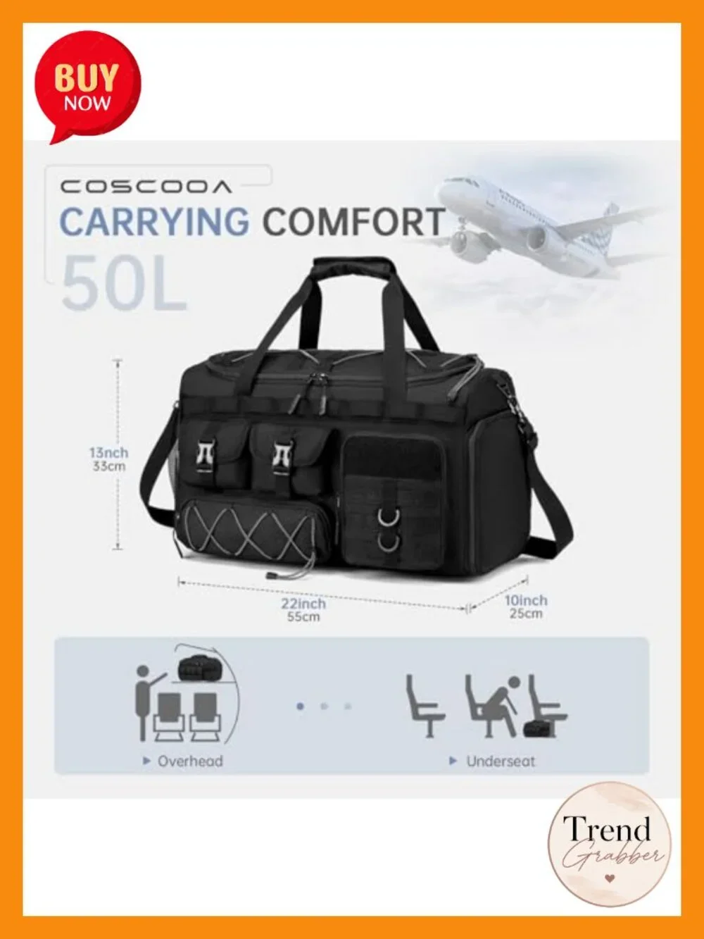 3-in-1 Tactical Gym Bag Carry On Luggage 22x14x9 Airline Approved